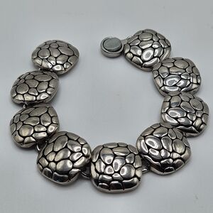 VINTAGE Premier Designs Concord Cobblestone Silver Tone Link Bracelet Magnetic